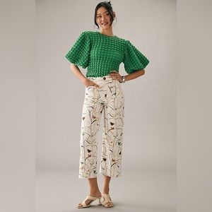 Anthropologie Maeve Colette Cropped Wide-leg botanical butterfly pant